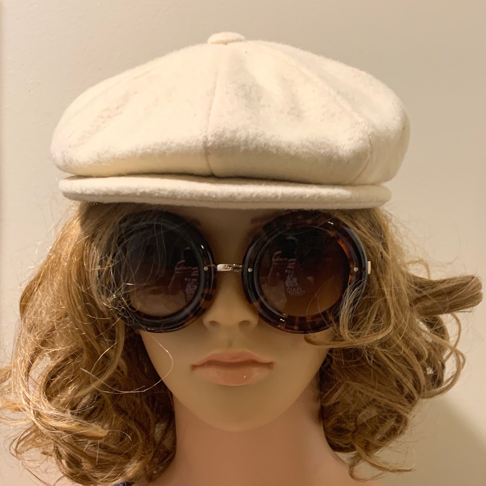 Cream 80% Wool Newsboy Cap Made in Italy M